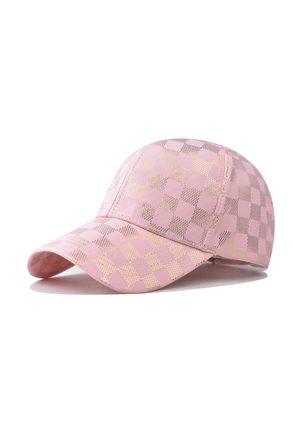 Light Pink and Gold checkered baseball hat