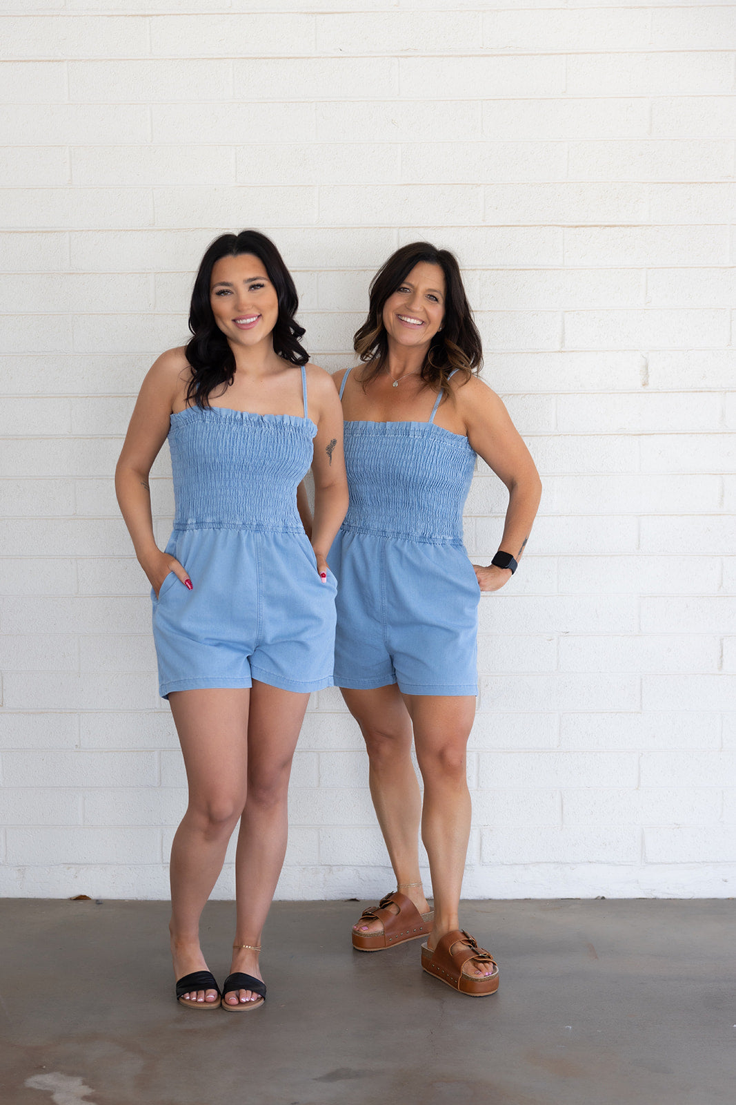 Denim Spaghetti Strap Romper