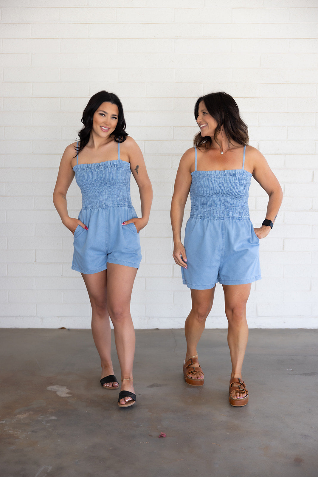 Denim Spaghetti Strap Romper