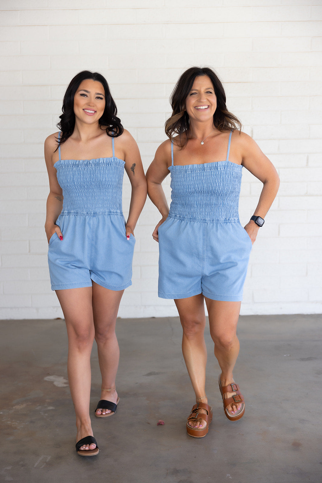 Denim Spaghetti Strap Romper