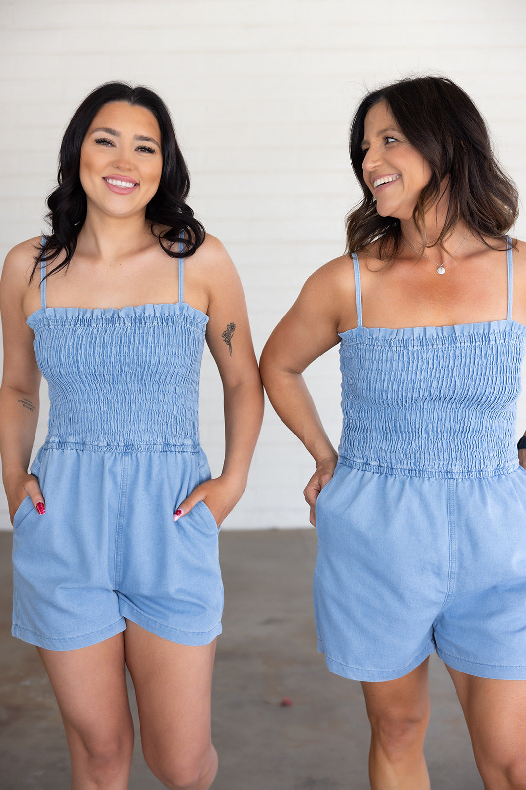Denim Spaghetti Strap Romper
