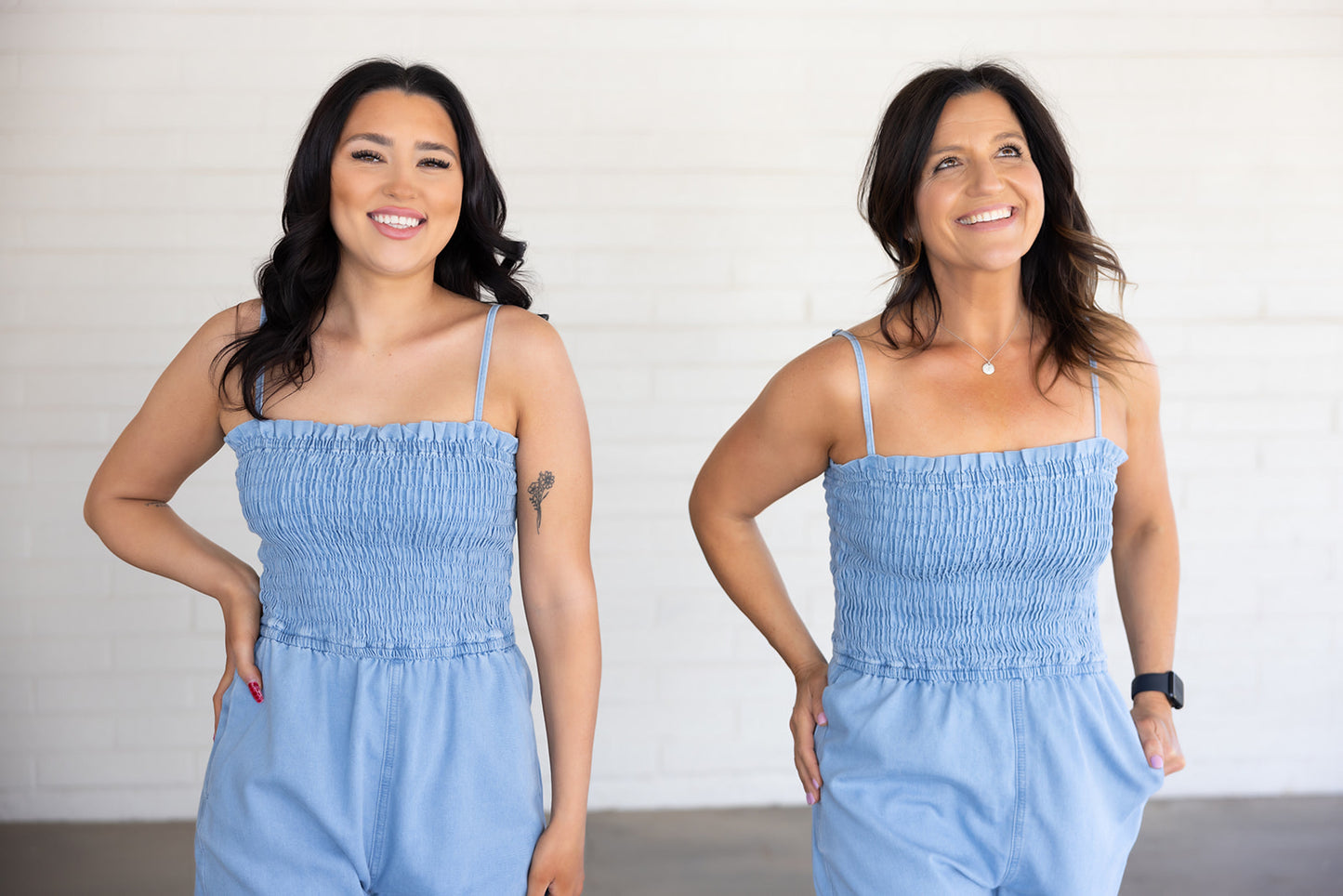 Denim Spaghetti Strap Romper