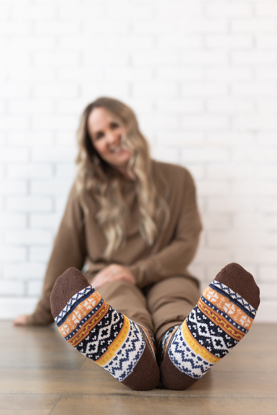 Multi colored, comfy warm wool socks