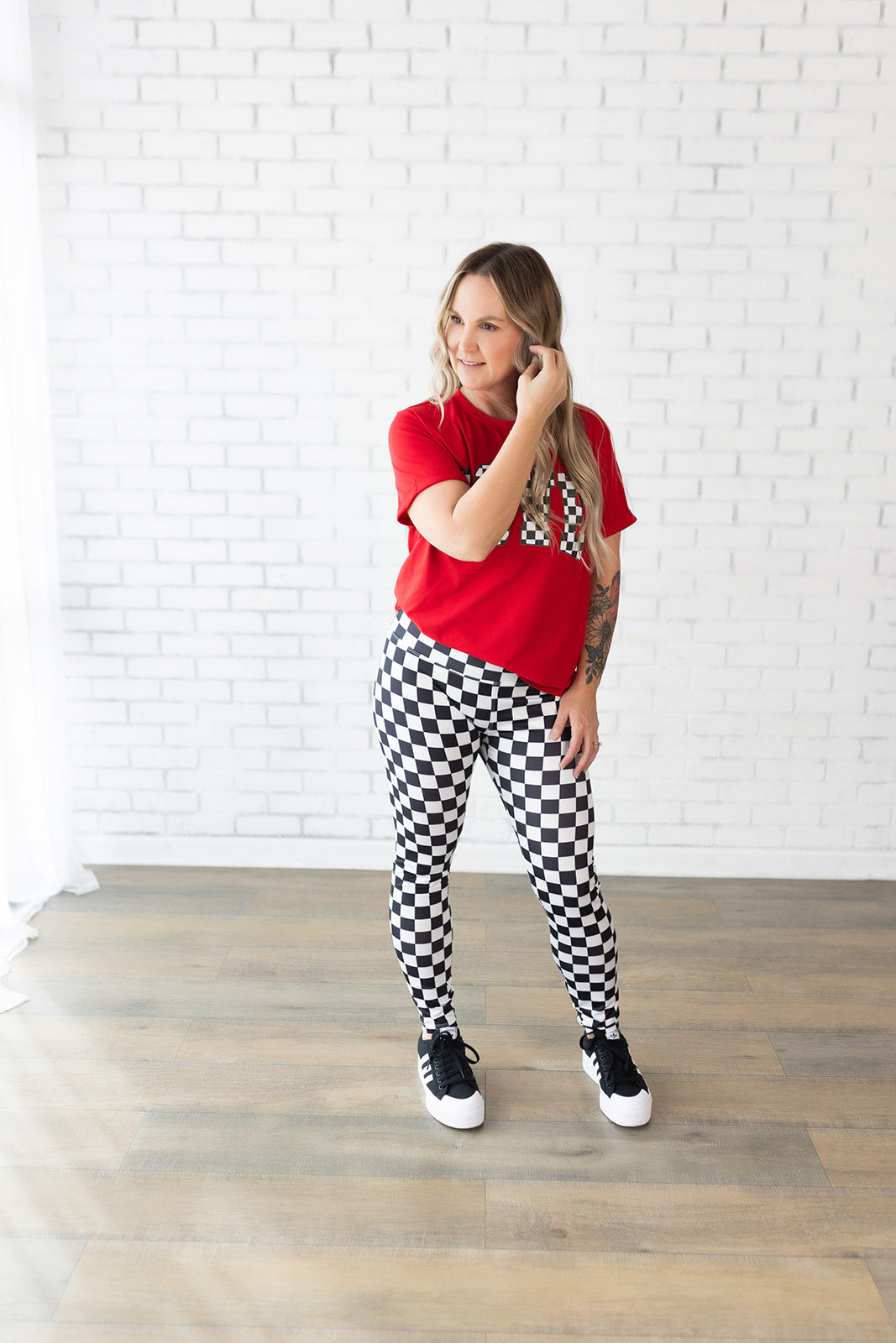 Checkered leggings - black and white