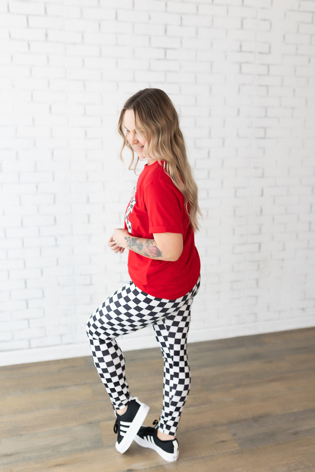 Checkered leggings - black and white