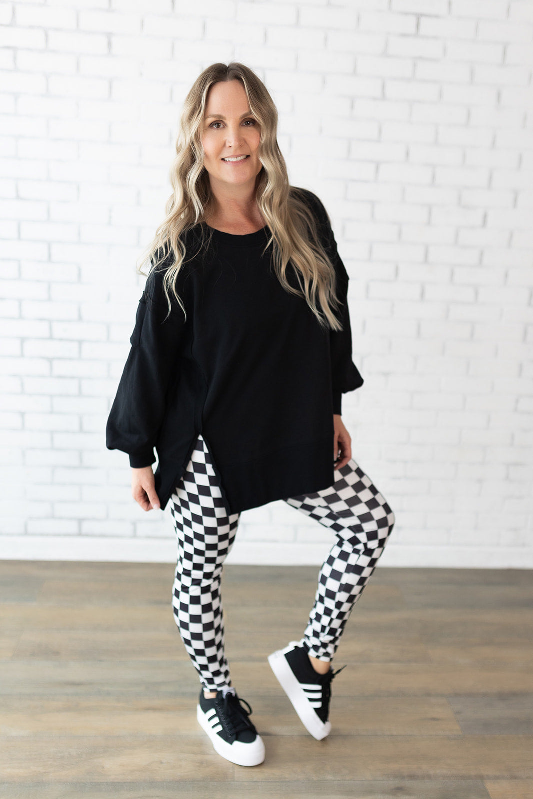 Checkered leggings - black and white