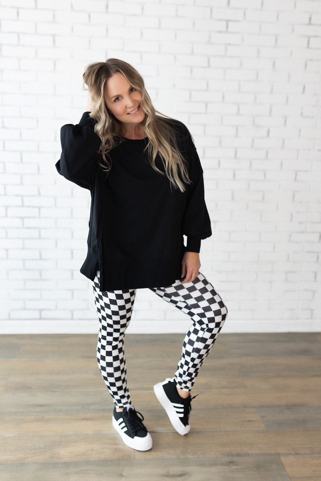 Checkered leggings - black and white