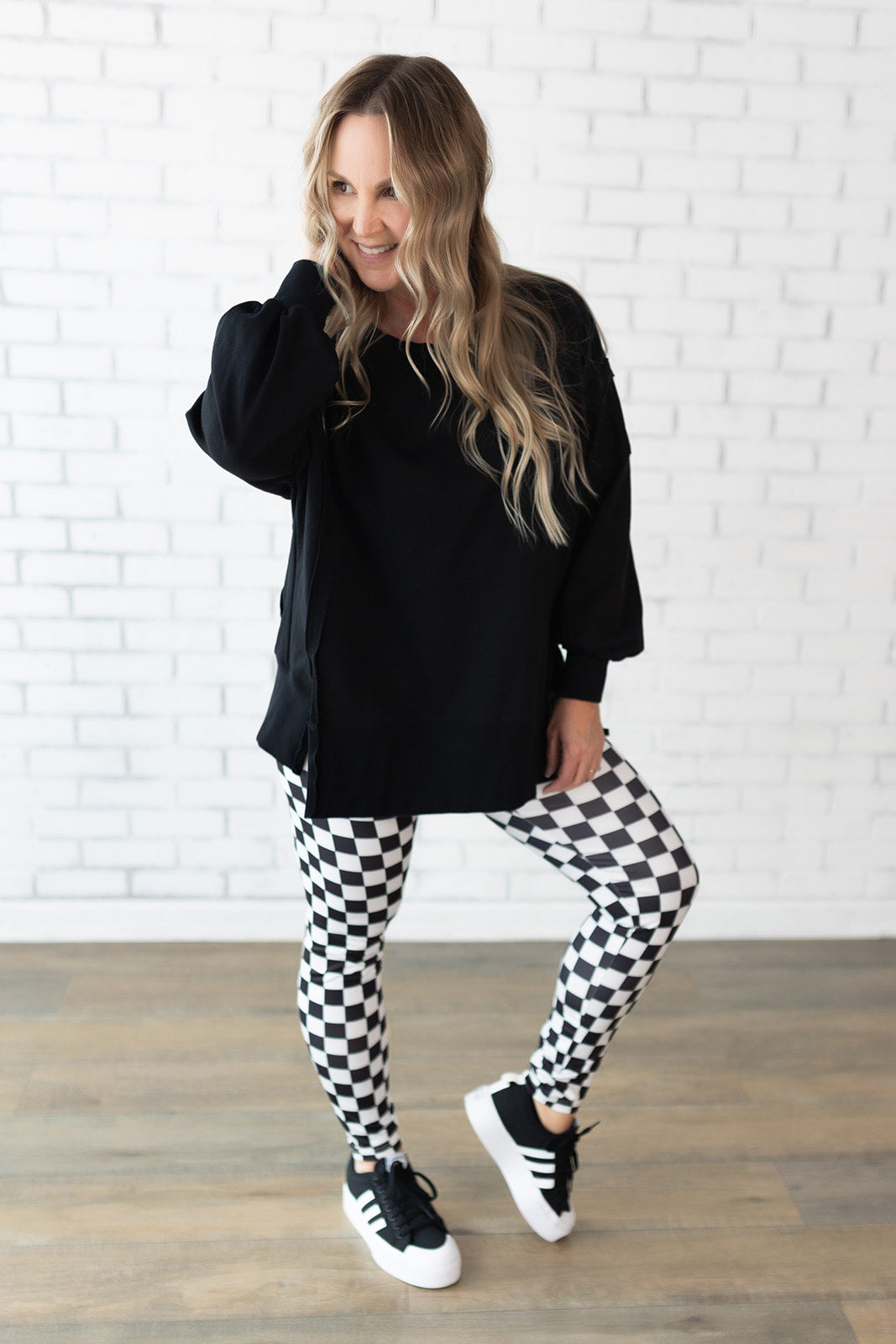 Checkered leggings - black and white