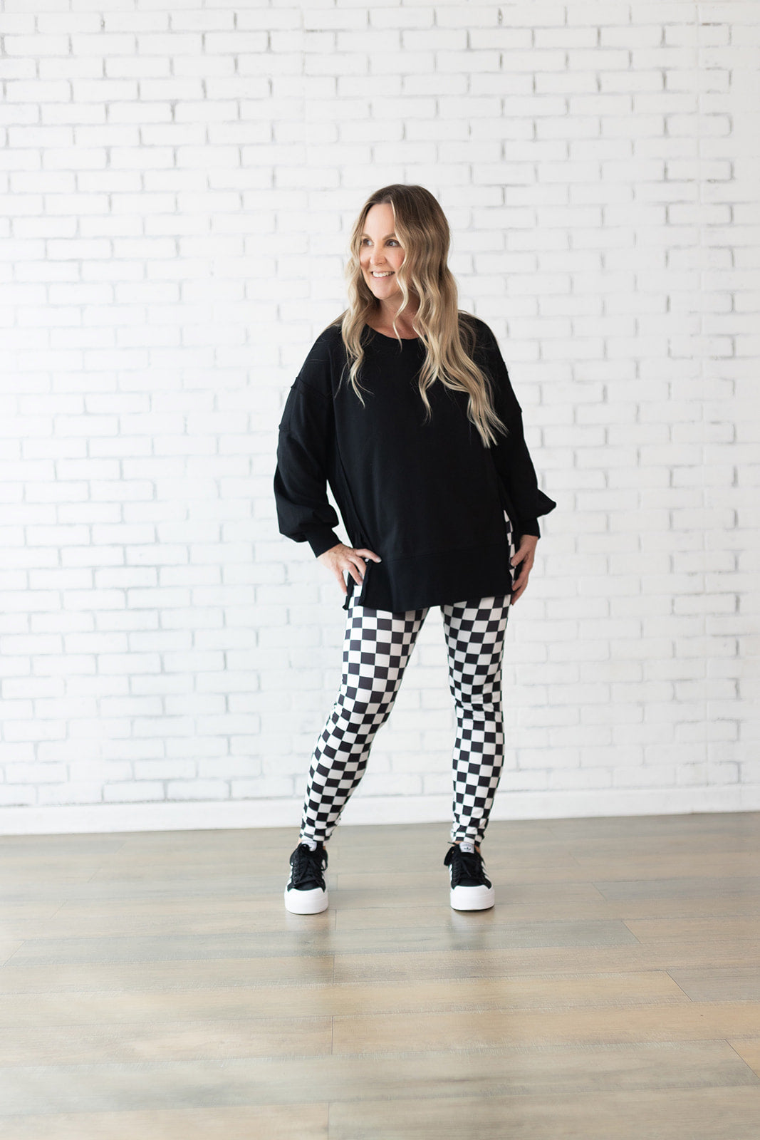 Checkered leggings - black and white