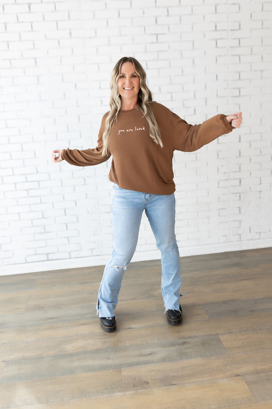 Brown "You are loved" long sleeve shirt