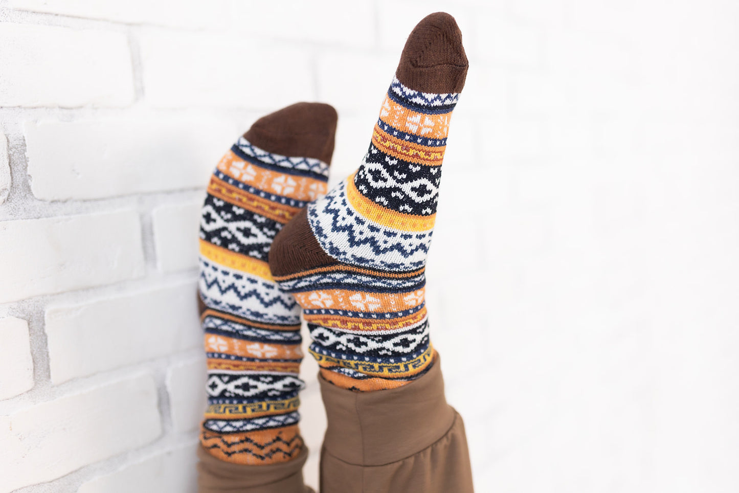 Multi colored, comfy warm wool socks
