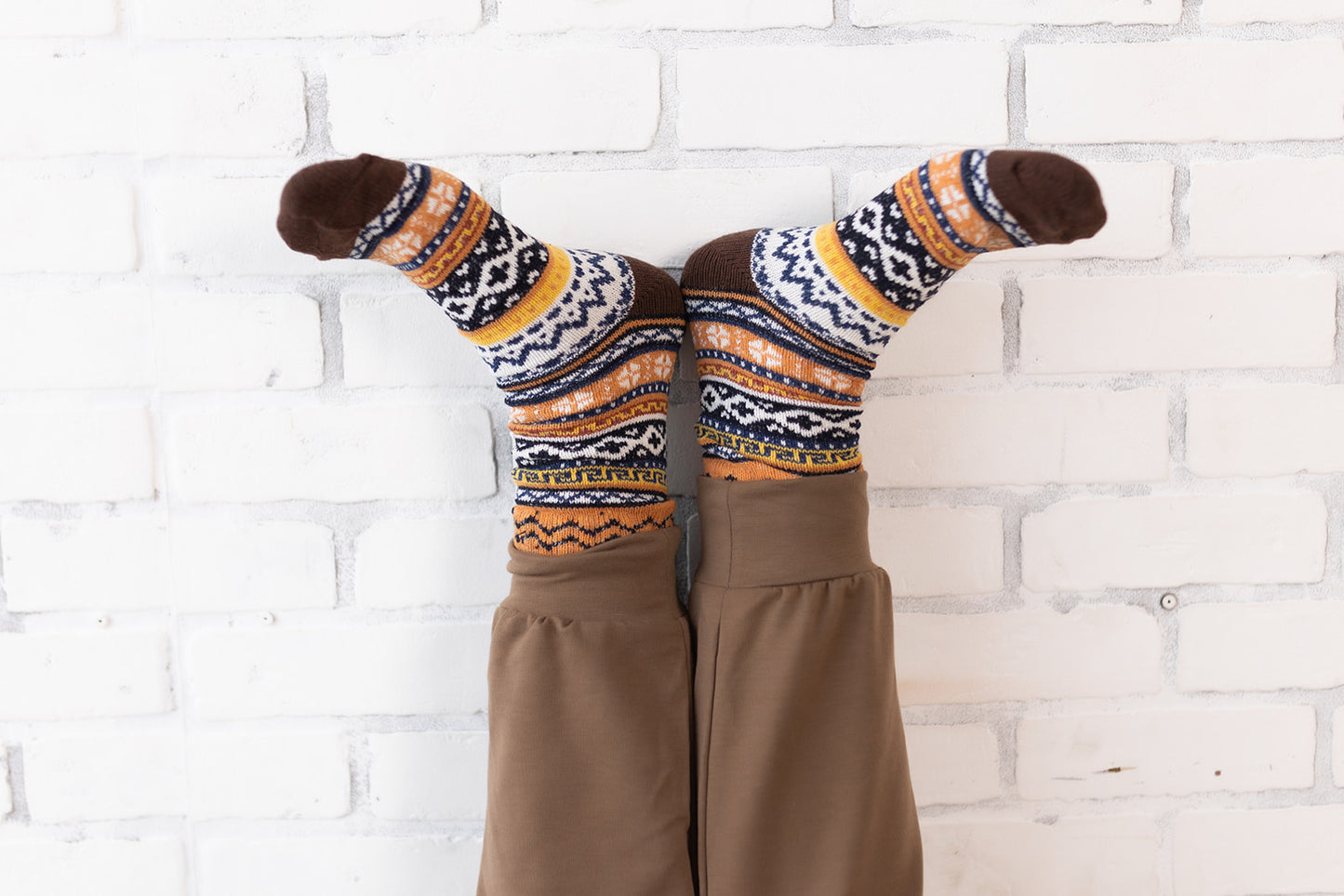 Multi colored, comfy warm wool socks