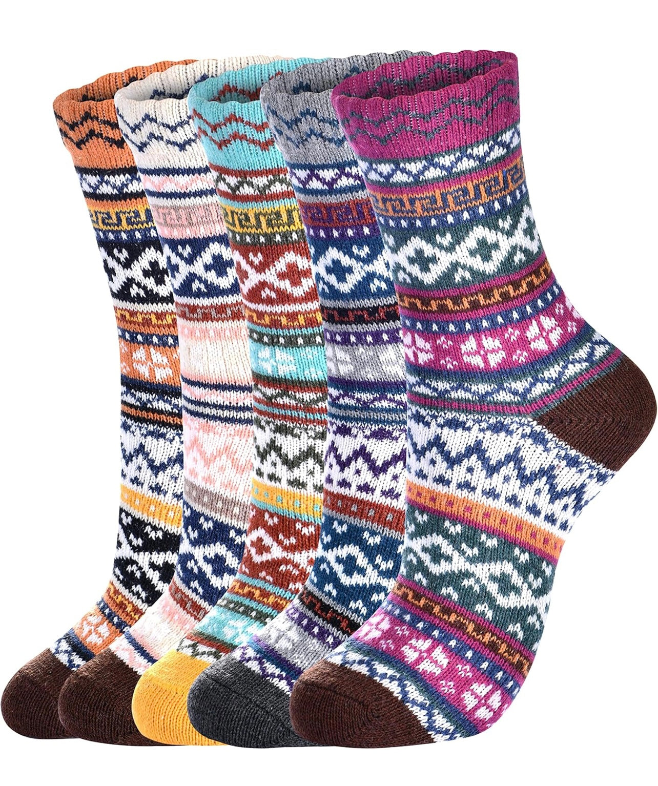 Multi colored, comfy warm wool socks