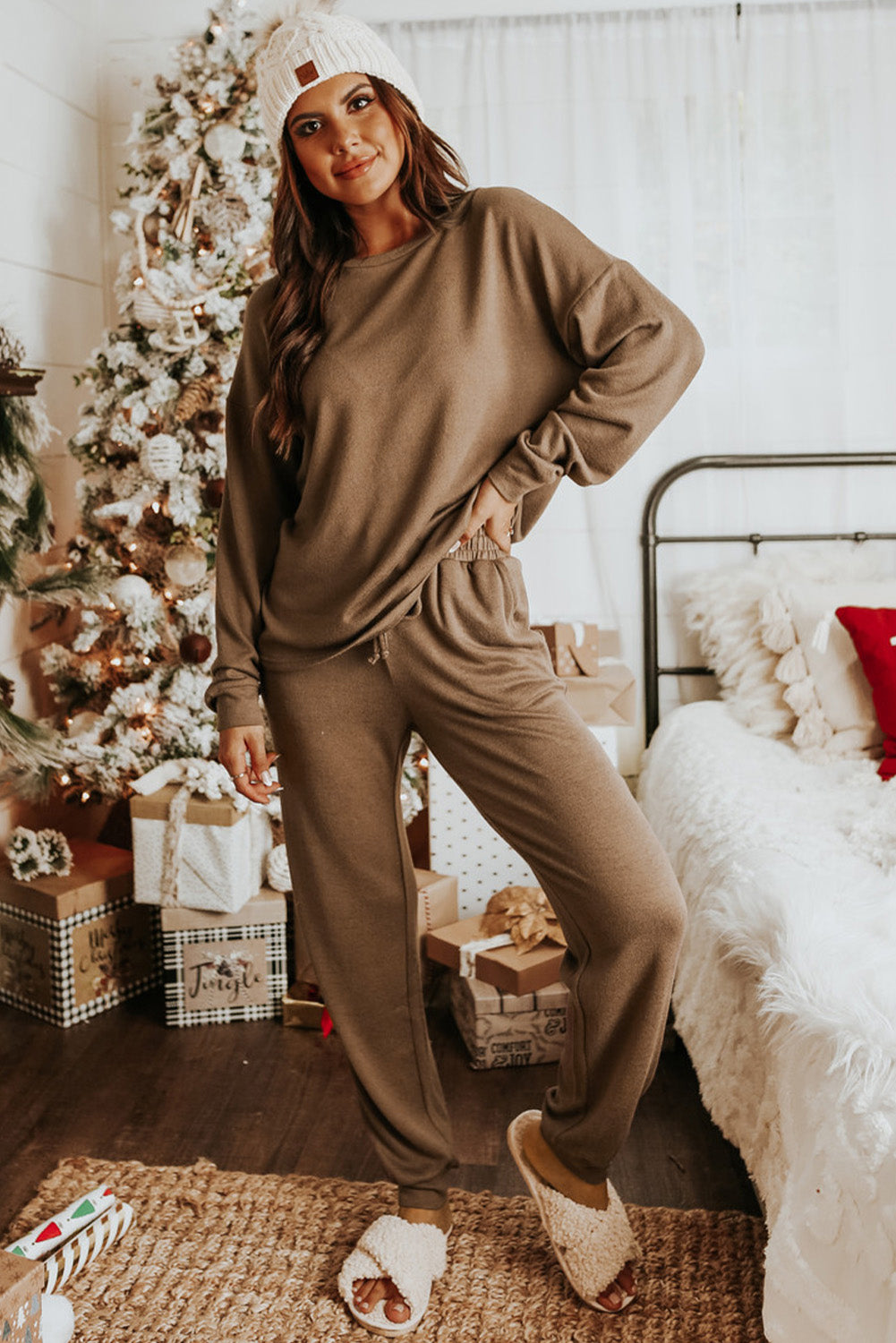 Brown 2 piece loungewear set