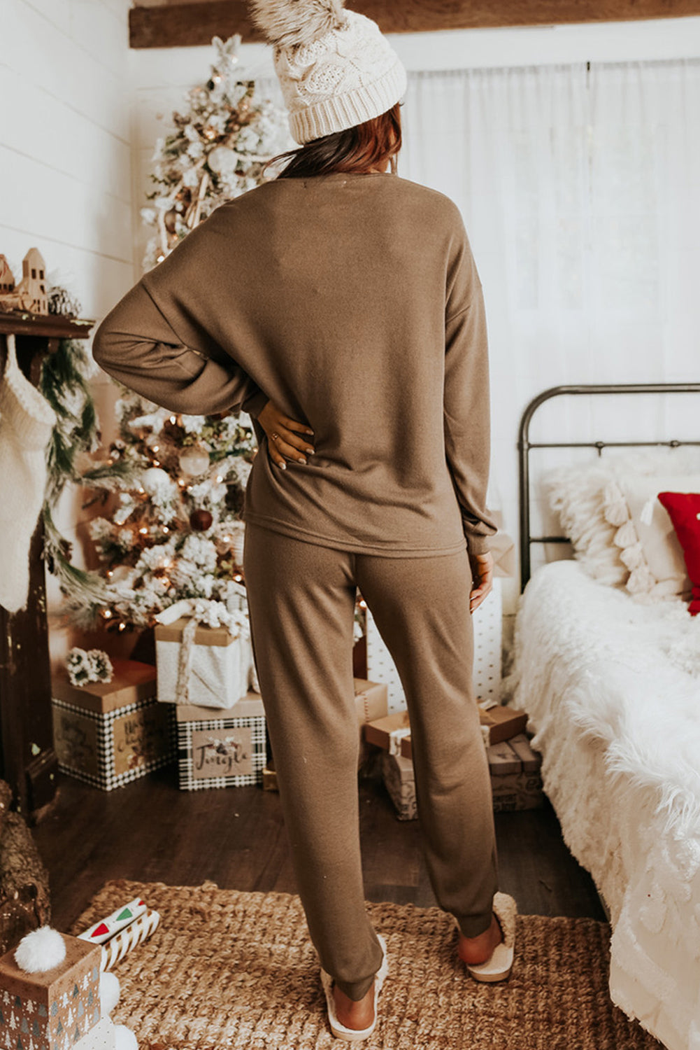 Brown 2 piece loungewear set