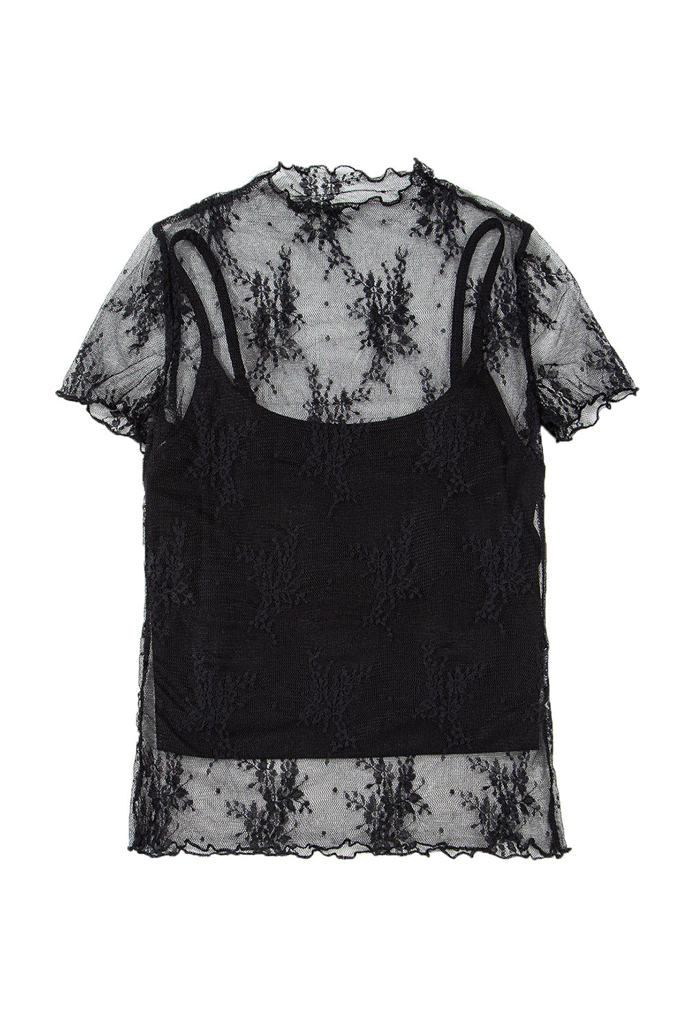 Black short sleeve sheer/mesh shirt