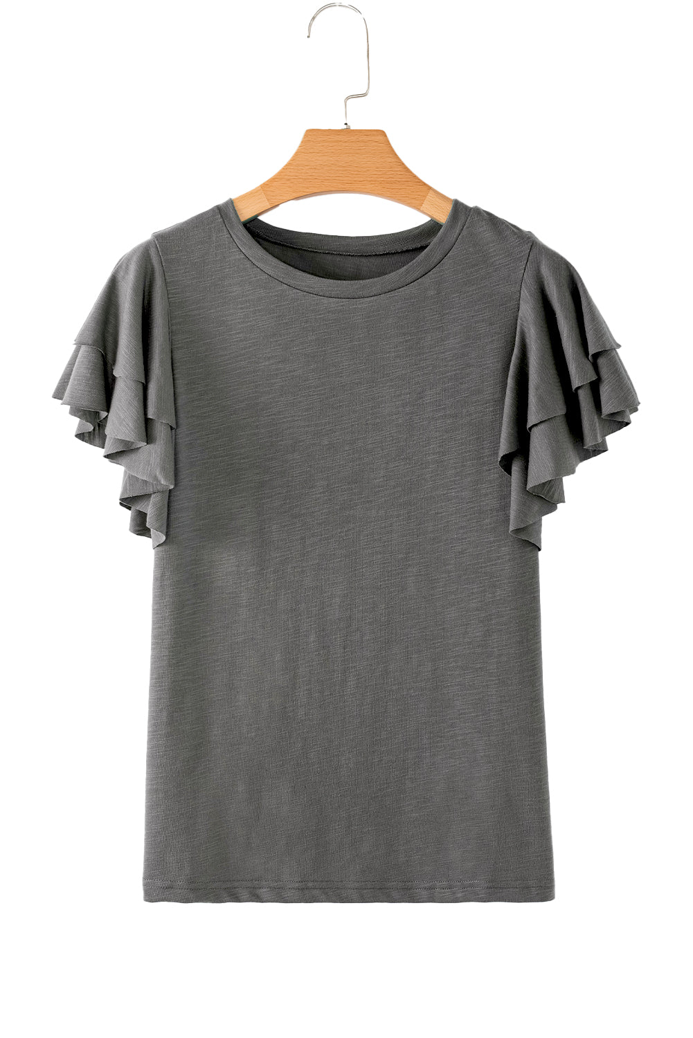 Gray Ruffle sleeve shirt