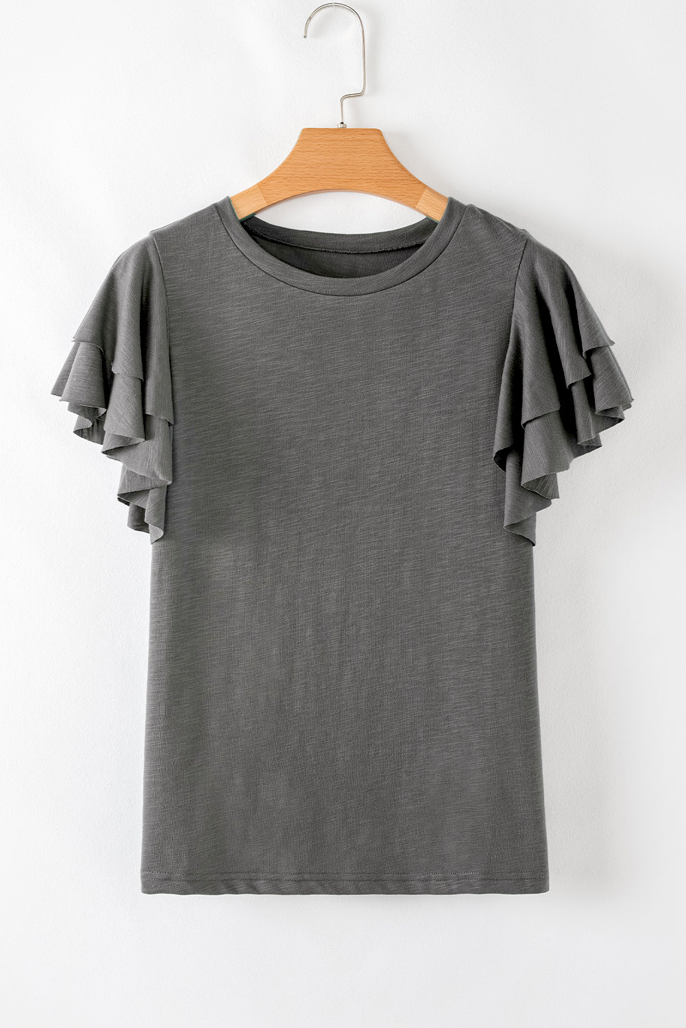 Gray Ruffle sleeve shirt