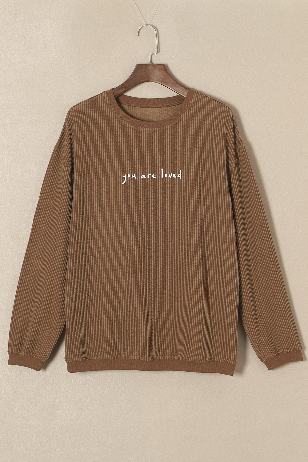 Brown "You are loved" long sleeve shirt