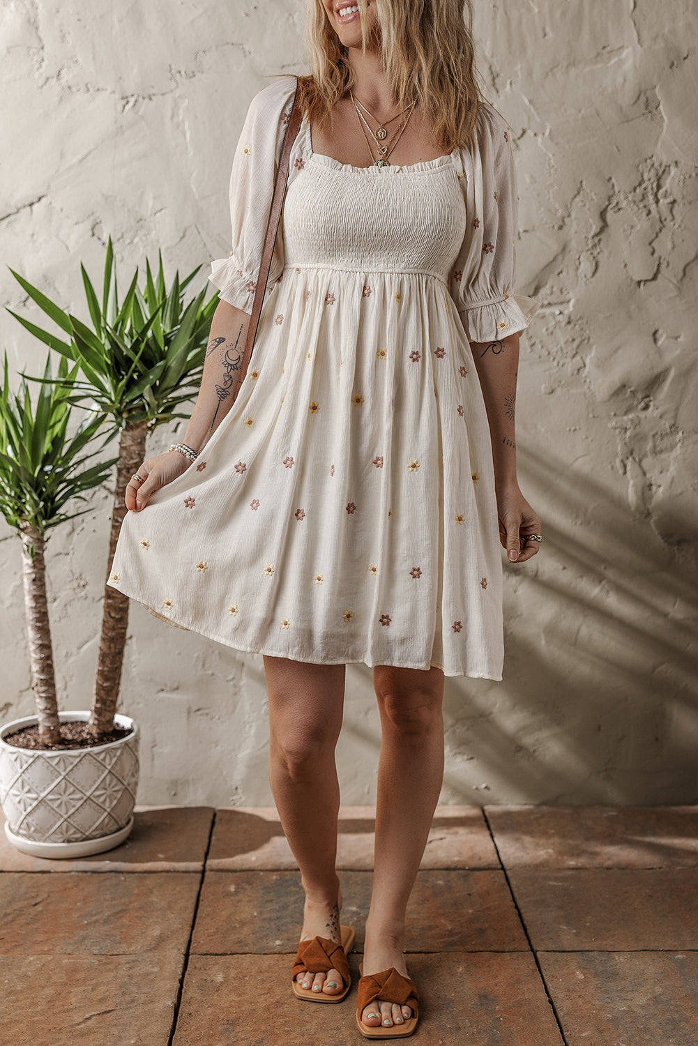 Daisy Flower Smock Dress