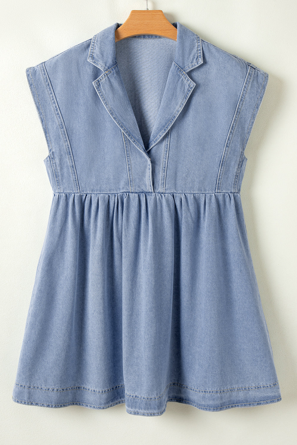 Denim Babydoll Lapel Dress