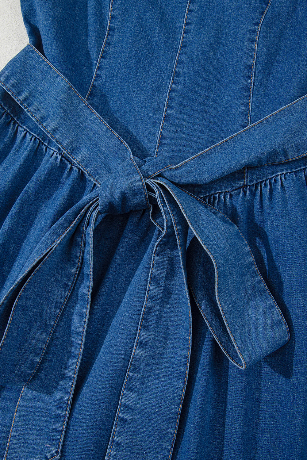 Denim Blue Bowknot A-line dress