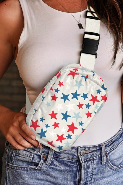 Star Printed, buckle strap, crossbody bag