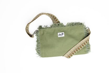 Boho Canvas Crossbody Bag Green