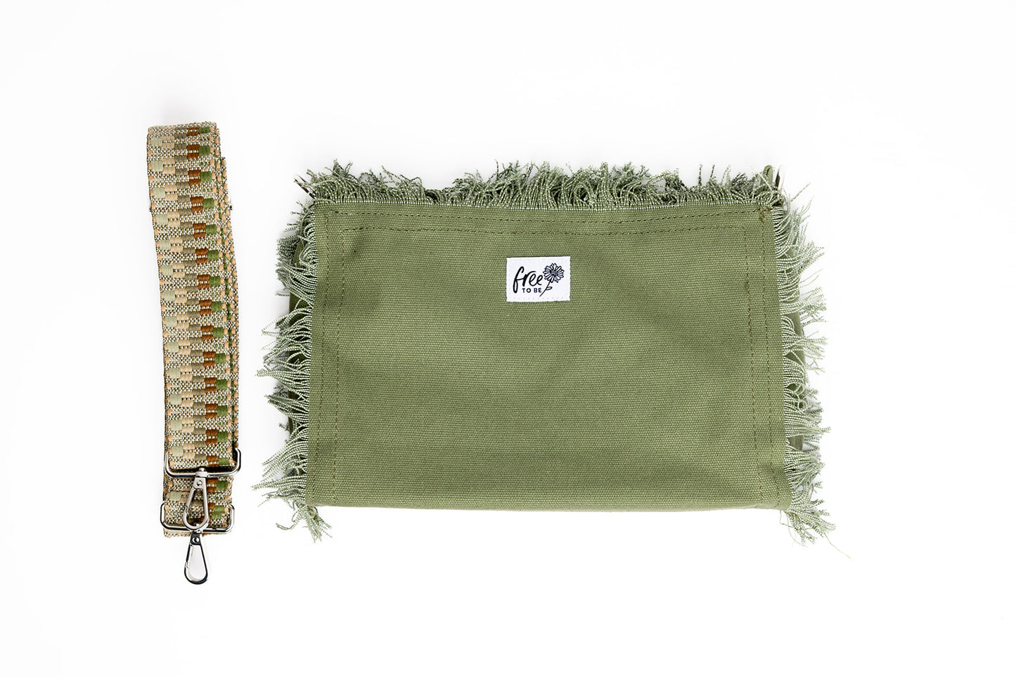 Boho Canvas Crossbody Bag Green