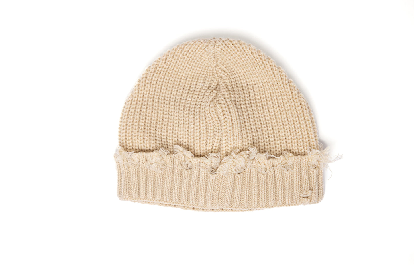 Boho Cute Chunky Soft Acrylic Distressed Women's Cream Beanie