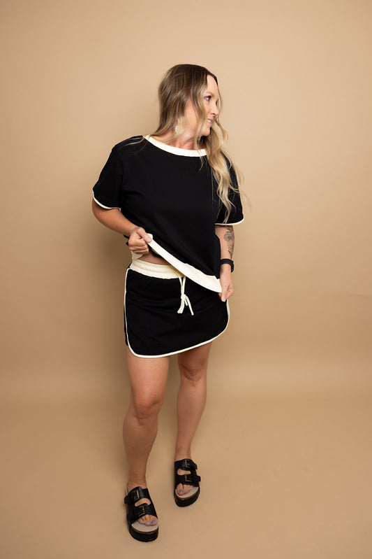 Black and Cream Skort Set