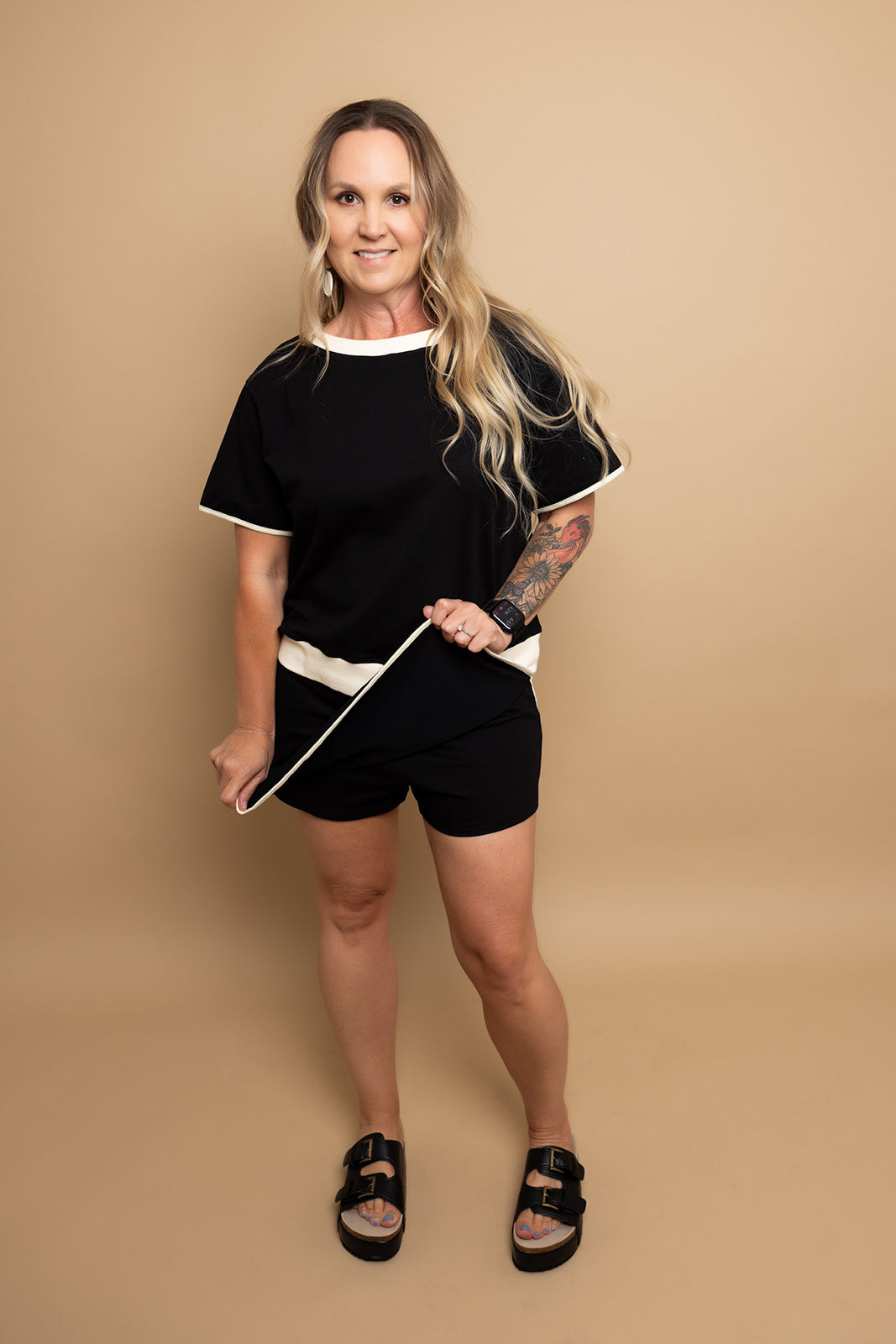Black and Cream Skort Set