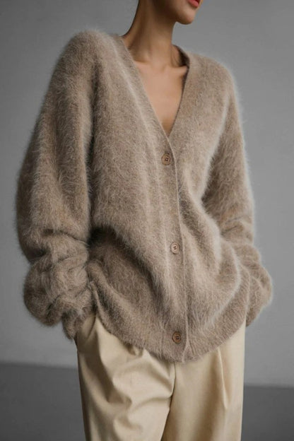 Soft knit sweater, faux fur