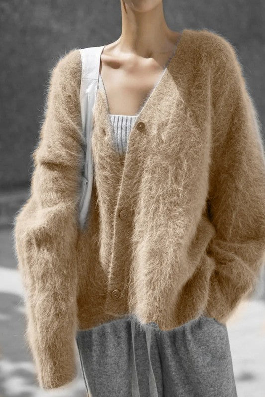 Soft knit sweater, faux fur