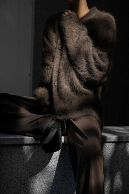 Soft knit sweater, faux fur