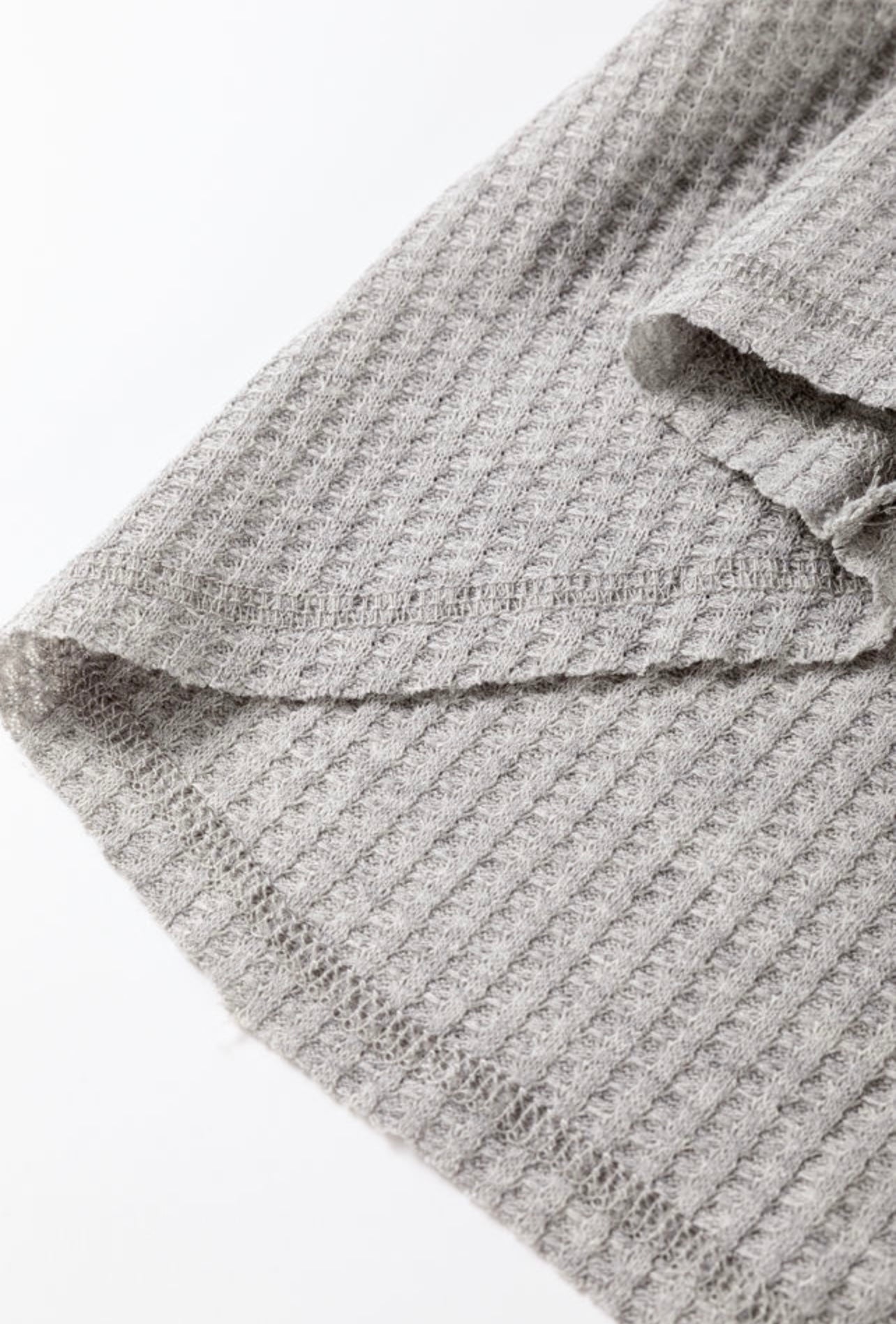 Gray Waffle Knit T Shirt & Shorts lounge set