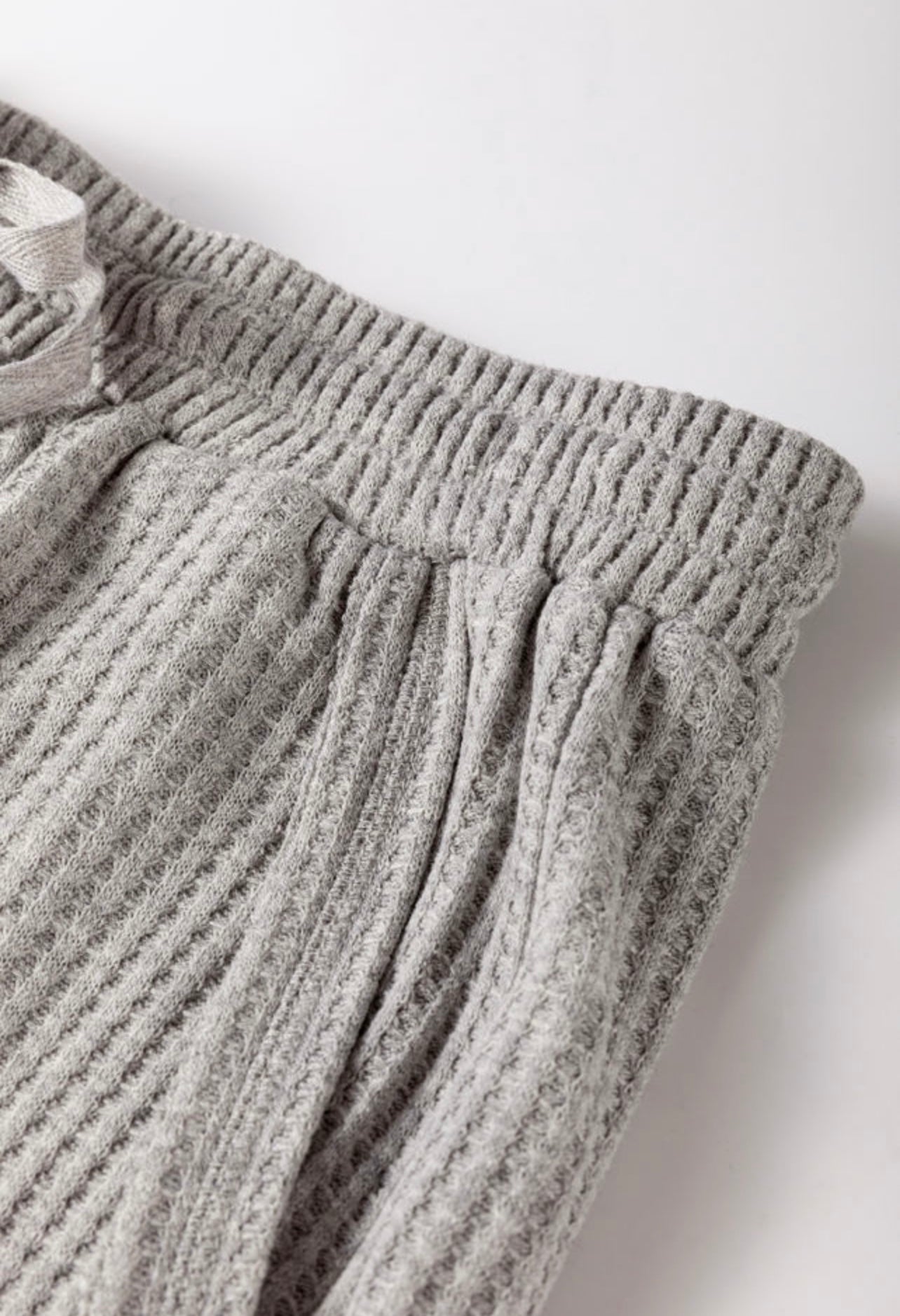 Gray Waffle Knit T Shirt & Shorts lounge set