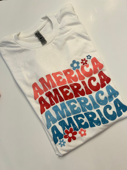 White "American" shirt w/ flowers