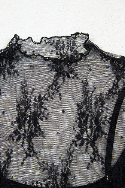 Black short sleeve sheer/mesh shirt