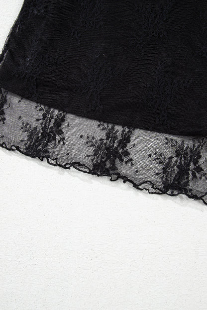 Black short sleeve sheer/mesh shirt