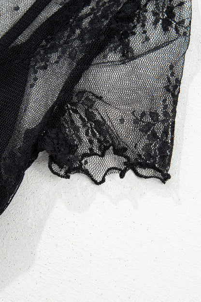 Black short sleeve sheer/mesh shirt