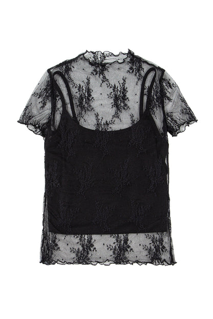 Black short sleeve sheer/mesh shirt