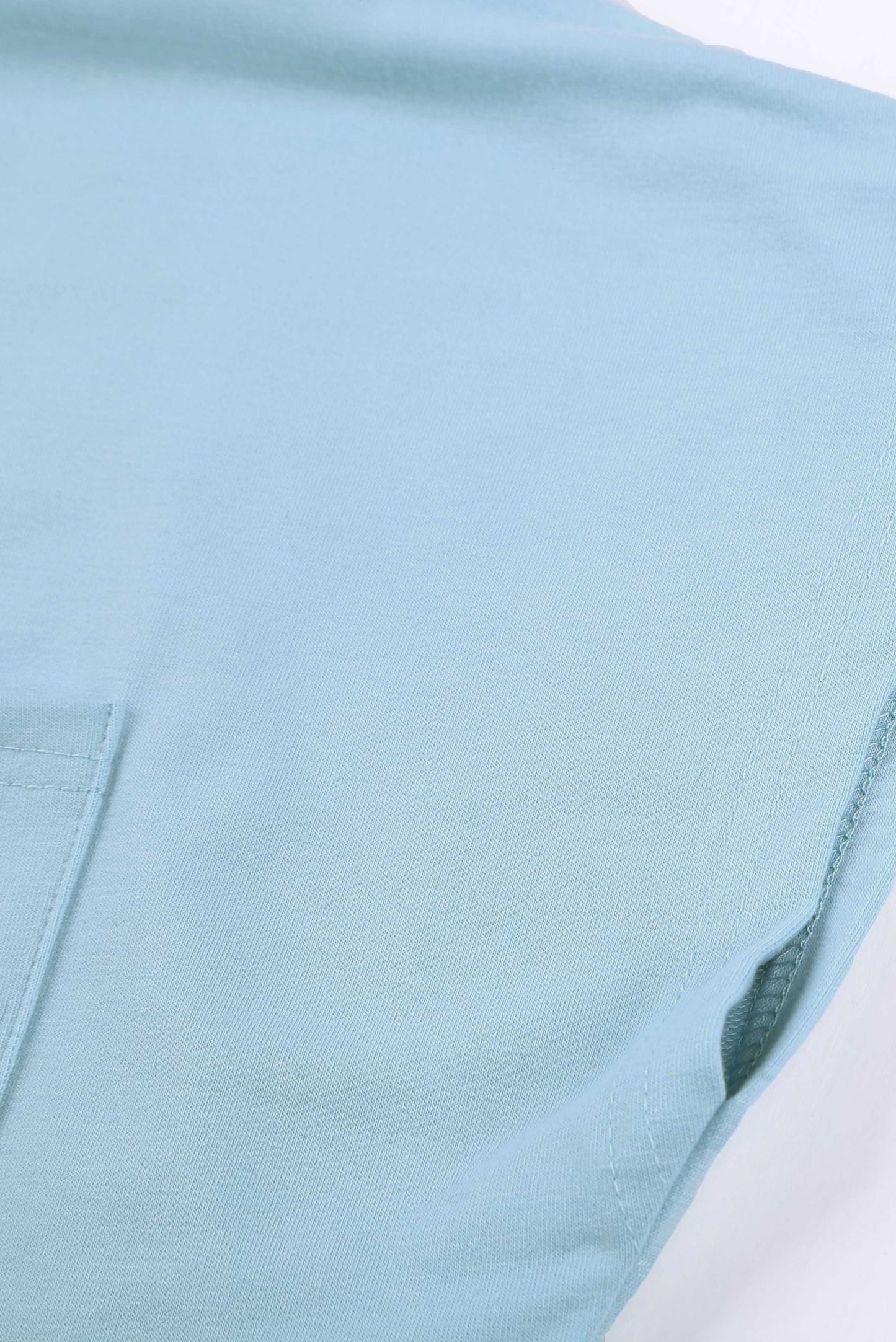 Light Blue, wide neck, basic T with pocket