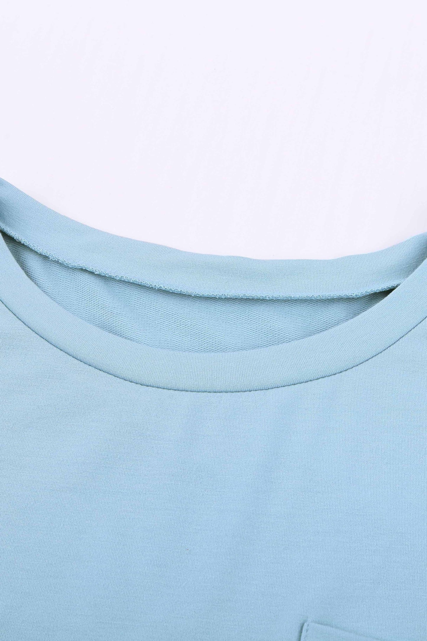 Light Blue, wide neck, basic T with pocket