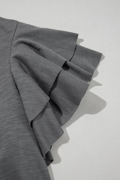 Gray Ruffle sleeve shirt