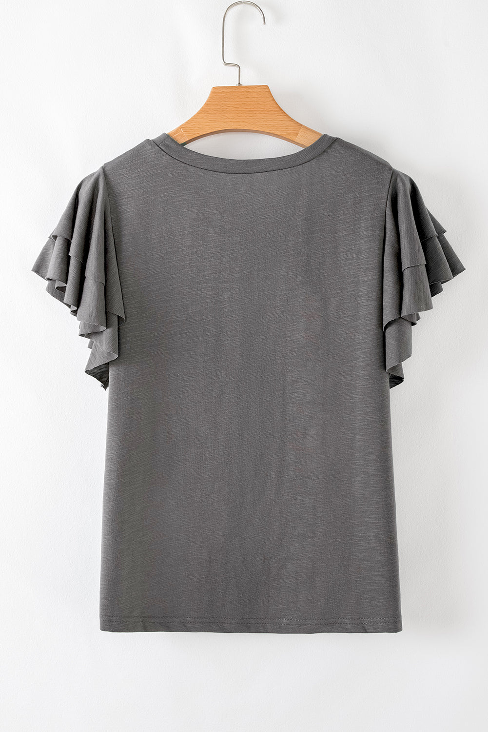 Gray Ruffle sleeve shirt