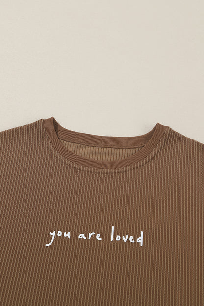 Brown "You are loved" long sleeve shirt