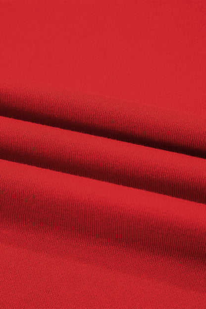 Red Oversized Sweatshirt, With White Stripes on Sleeves