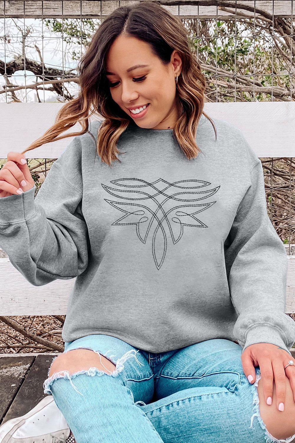 Boot Stitching, Gray sweatshirt