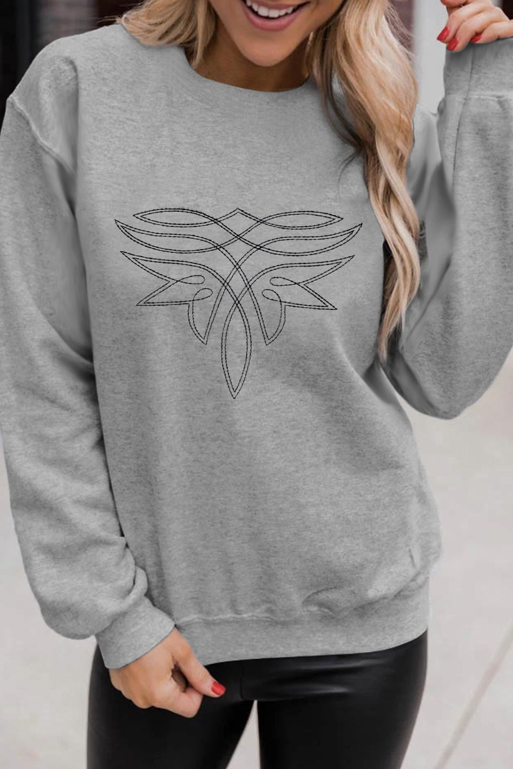 Boot Stitching, Gray sweatshirt